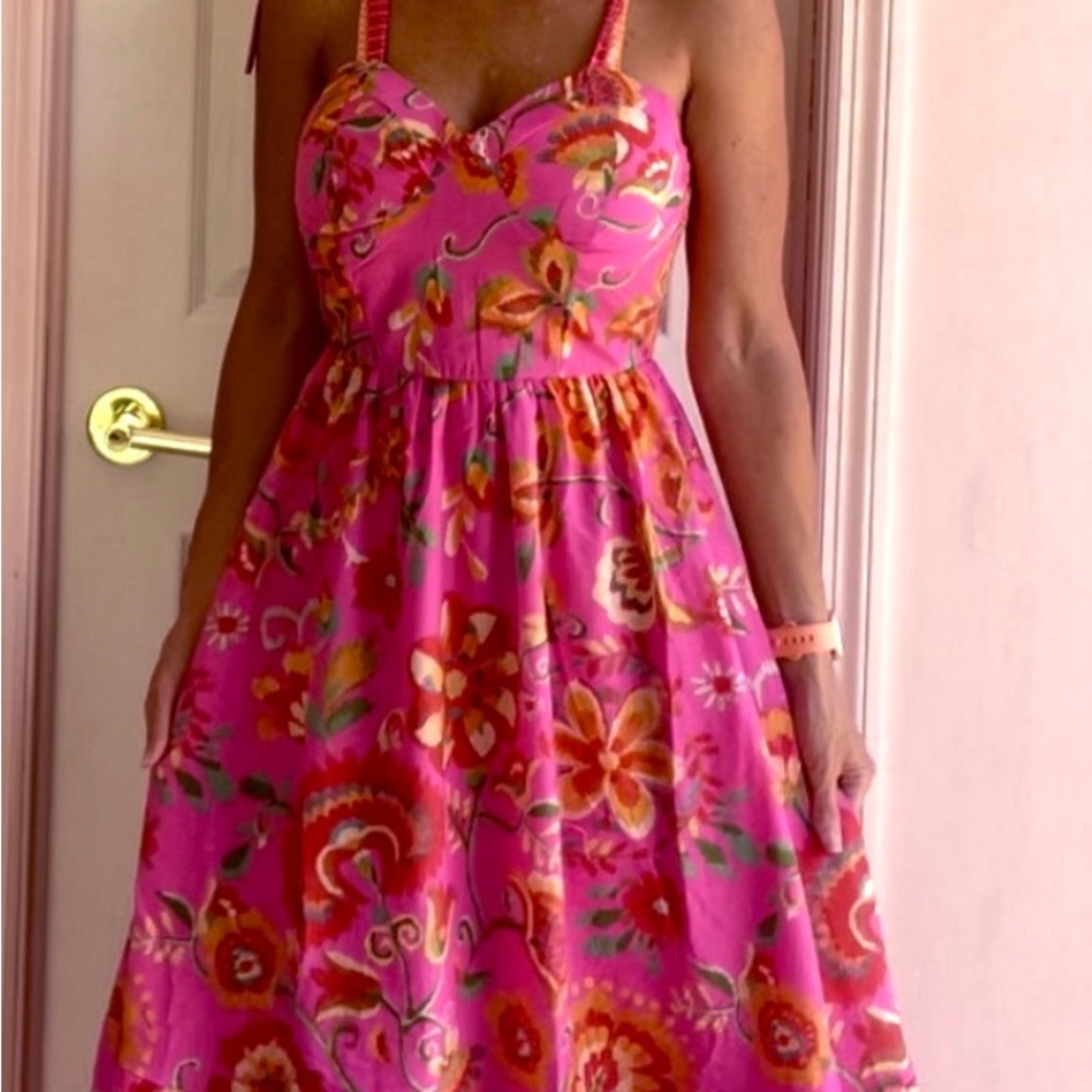 Flying Tomato Pink and Orange Floral Midi Dress